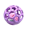 Purple hollow TPR rubber pet ball toy with pink braided rope knot for dog teeth cleaning - Light Purple with Cotton Rope Ball