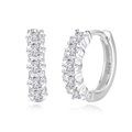 Elegant S925 sterling silver hoop earrings with pave-set clear zircon stones in silver - Platinum Color