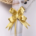 Polished bright gold pull bow ribbon with embossed lines for festive gift packaging - Gold Gold Edge