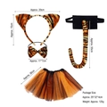 Tiger costume set including ears headband, bowtie, tail, and orange striped tutu skirt - Tiger 4-Piece Set (Headband+Bowtie+55cm Tail+Skirt)