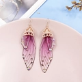 S925 sterling silver butterfly wing earrings with purple gradient and crystal studs - Pink Rhinestone-Rose Gold