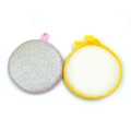 Set of two round kitchen sponges with silver wire mesh and white absorbent material - 2-Pack Value Bulk