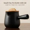 Teiera nera in ceramica da 500ml con manico laterale e coperchio marrone 16x12,3cm - 500ml / Vaso Xiaoman con Coperchio (Nero) / 16cmx12.3cm