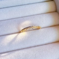Elegant gold bow ring with sparkling diamonds in a velvet box for women - J4926-Gold Multi-Stone