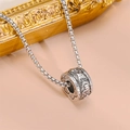 Gepolijste zilveren titanium stalen cilinder hanger ketting met gedetailleerde patronen - Getextureerde Cilinder Stijl (银色-藏银项链-5)