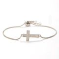 Detail of cross bracelet showing micro-pave zircons and adjustable box chain - Style 2