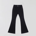 Jeans svasati neri classici a vita alta con rivetti a croce e denim elasticizzato fine - XS / Nero Selvaggio