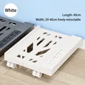 Adjustable white CPU stand with wheels and integrated power strip 20-40cm width - White with Power Socket