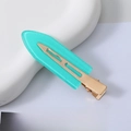 Mint green acetate hair clip with fine glitter and gold metal base for women - 48# 7cm Mint Green Glitter