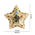 Detailed view of gold star pendant with colorful stones showing 13.3mm height and 0.7g weight - DZY-2932