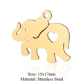 Golden stainless steel elephant pendant with hollow heart detail, size 15x17mm - Gold Elephant with Heart (5Pcs/Pack)