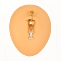 Piercing ombelico in acciaio inossidabile dorato con ciondolo lettera I e zircone - Lettera I (Z-252) / Argento
