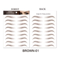 Front and back view of BROWN-01 waterproof 6D eyebrow tattoo stickers in brown color - STM-01 (9 Pairs) / Brown