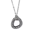 Irregular hollow diamond necklace in silver finish with pavé set rhinestones - Silver Irregular Hollow Style (KN197593-Z)