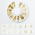 Golden celestial alloy nail art rivets set featuring star and heart shapes in a white box - Mixed Hollow Series 2 (XY-17)