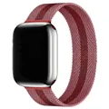 Red Milanese loop metal mesh strap with silver case compatible with Apple Watch series - 35 Rose Pink With Red / 38/40/41/42mm