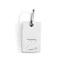 Polished silver stainless steel rectangular pendant featuring an engraved letter Z - Steel Z / Corroded Lettering 10*6*1.5mm