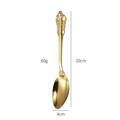 Gouden 304 roestvrijstalen koninklijke lepel met reliëf handvat 20cm lengte 4cm 60g - Gouden puntige dinerlepel