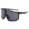Lunettes de soleil de sport cyclisme unisexe avec monture noir mat et grand verre large - Monture Noire Verres Gris