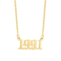 Collana personalizzata con pendente anno 1991 in stile Old English placcata in oro - 1991
