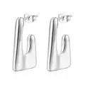 Pendientes minimalistas de acero inoxidable plateado en forma de U con acabado pulido - Pendientes de Fundición Irregulares - Color Acero