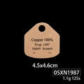 Brown kraft paper earring display card with Copper 100 percent text in 4.5x4.6cm size - Kraft Paper Material Tag (Style 05XN1987) / Medium