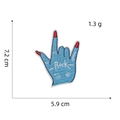 Blue Rock hand gesture embroidery patch showing dimensions 7.2x5.9cm and 1.3g weight - Rock Gesture Shape