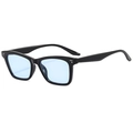 Classic square black frame sunglasses with light blue lenses and rivet details for outdoor - Black Frame Blue Lens