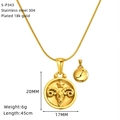 Collier signe Bélier en acier inoxydable plaqué or 18K avec pendentif rond embossé - Bélier (SP343G-1)