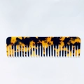 Minimalist wide tooth hair comb in amber tortoise shell pattern with glossy finish - Leopard Print