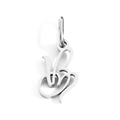 Polished silver stainless steel letter pendant with elegant artistic cursive design - B-Steel Color