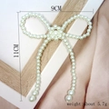 Nœud en perles blanches avec pompons pour accessoires DIY de vêtements et coiffures - Nœud en perle cœur de tournesol beige