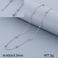 Collana a catena con sfere in acciaio inox argento con chiusura a moschettone - Catena a sfere da 45cm (KN8527-Z) / 450x3.5mm