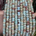 Light blue natural stone abacus beads with brown veins for DIY jewelry making - Shoushan Stone / 5*8mm (approx. 73 pcs/strand)