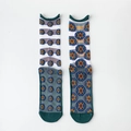 Calze trasparenti verde bohémien con ricamo mandala e polsini a costine eleganti - Taglia unica / Pois Mandala Verdi