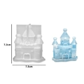 Castle silicone mold and blue resin finished product with snowflake details and heart tips - NO.7 Castle