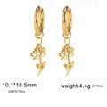 Golden lotus flower earrings in stainless steel with hollow design and size dimensions - Gold Color Lotus