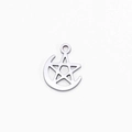 Silver stainless steel moon and star charm pendant for DIY jewelry design projects - Star Moon / Silver