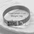 Silver mesh woven stainless steel bracelet with buckle closure and size dimensions - Silver Bracelet