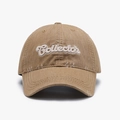 Khaki washed cotton baseball cap featuring Collector embroidery and distressed brim - Camel