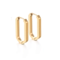Minimalist rectangular gold polished stainless steel hoop earrings for women - Gold Rectangle