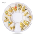 Kit decoración de uñas SP0105 con dijes dorados y gemas de colores en caja de 12 rejillas - Estrella de Ala Dorada (sp0105)
