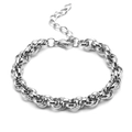 Détail du bracelet chaîne en acier inoxydable argenté avec fermoir mousqueton et extension - Bracelet de Cheville (21+5cm)