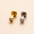 Paia di orecchini a cuore in zircone oro e argento con design a vite piatta sul retro - Stile Cuore Argento (9#)