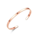 Polished rose gold stainless steel C-shaped open cuff bracelet in minimalist design - 4mm / Rose Gold