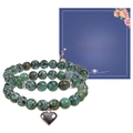 Set de pulseras de cuentas de piedra natural verde con dije corazón y tarjeta regalo - Set Turquesa Africana
