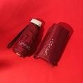 Mini wine red five-fold flat pocket umbrella with matching UPF 50+ portable storage pouch - Burgundy