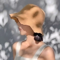 Stylish khaki knitted bucket hat with wavy black contrast edge worn by female model - Wavy Edge Bucket Hat Khaki