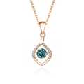 S925 Sterling Silver Heart Pendant Necklace with Teal Moissanite in Rose Gold - 925 Silver / Moissanite Blue Green Diamond Rose Gold (FDTD-009)