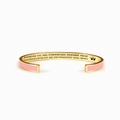 Golden titanium steel bangle with pink enamel inlay and engraved crown for daughter - Granddaughter / Pink